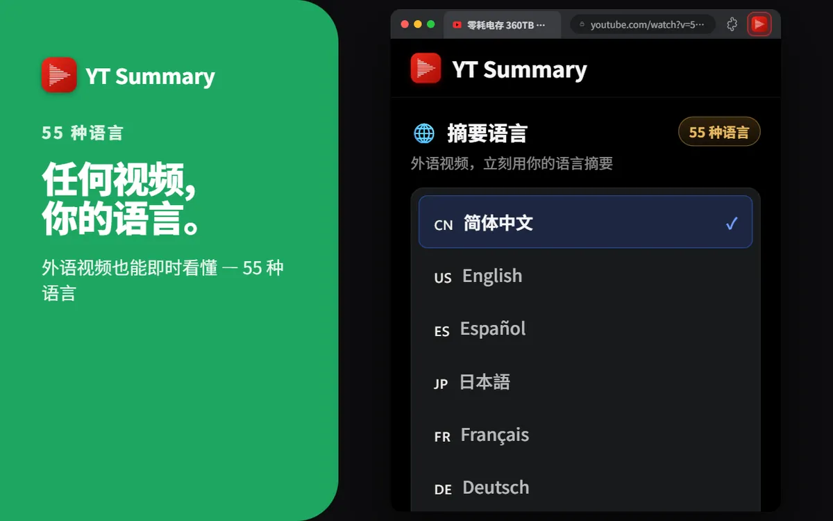 支持 55 种语言